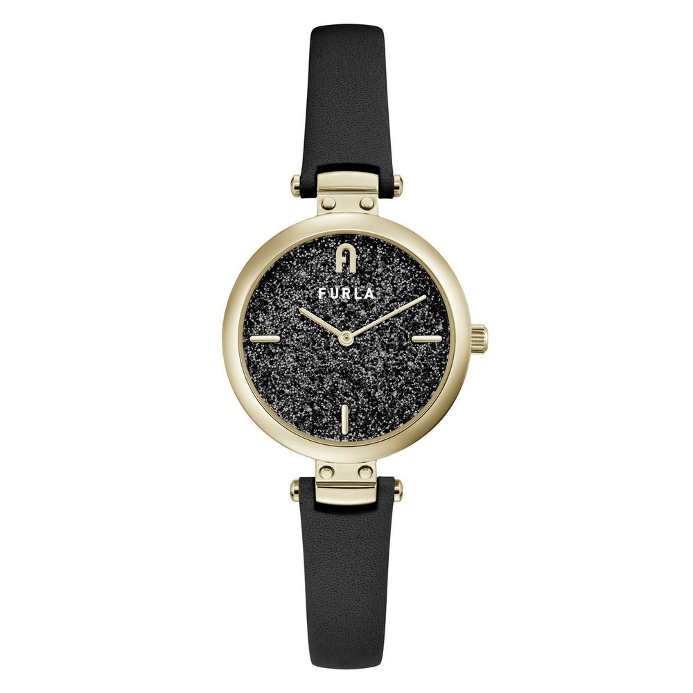 Furla Black Leather Dress Watch