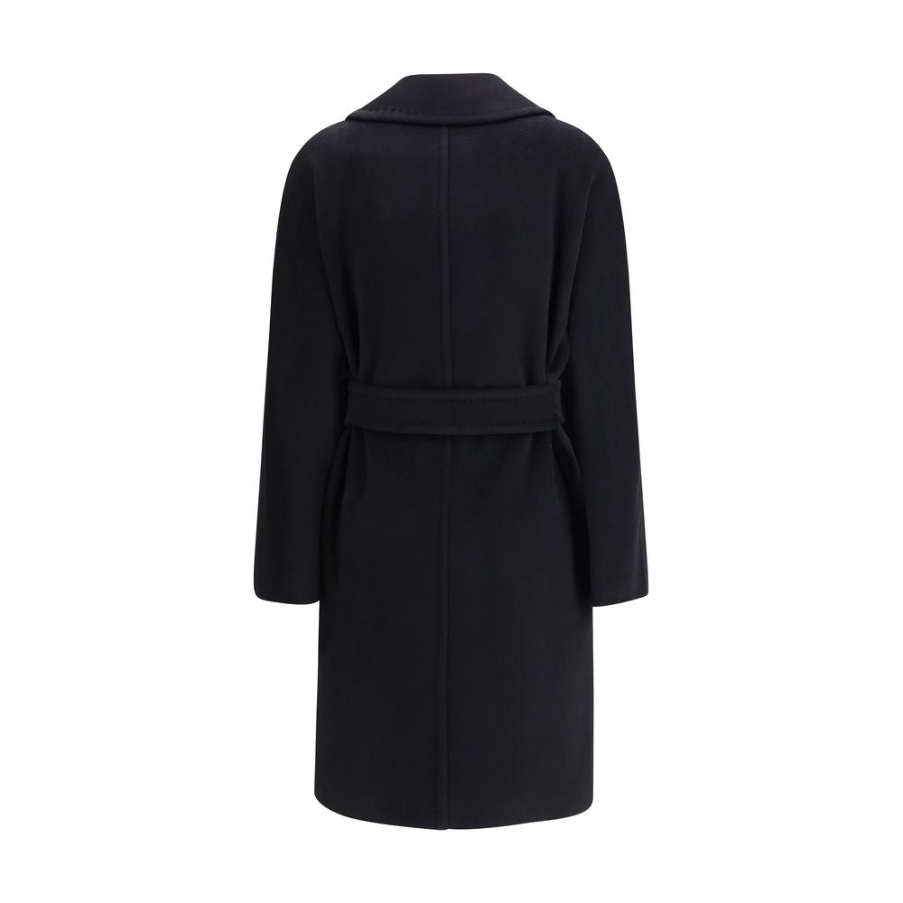 Max Mara Black Fleece Wool Coat