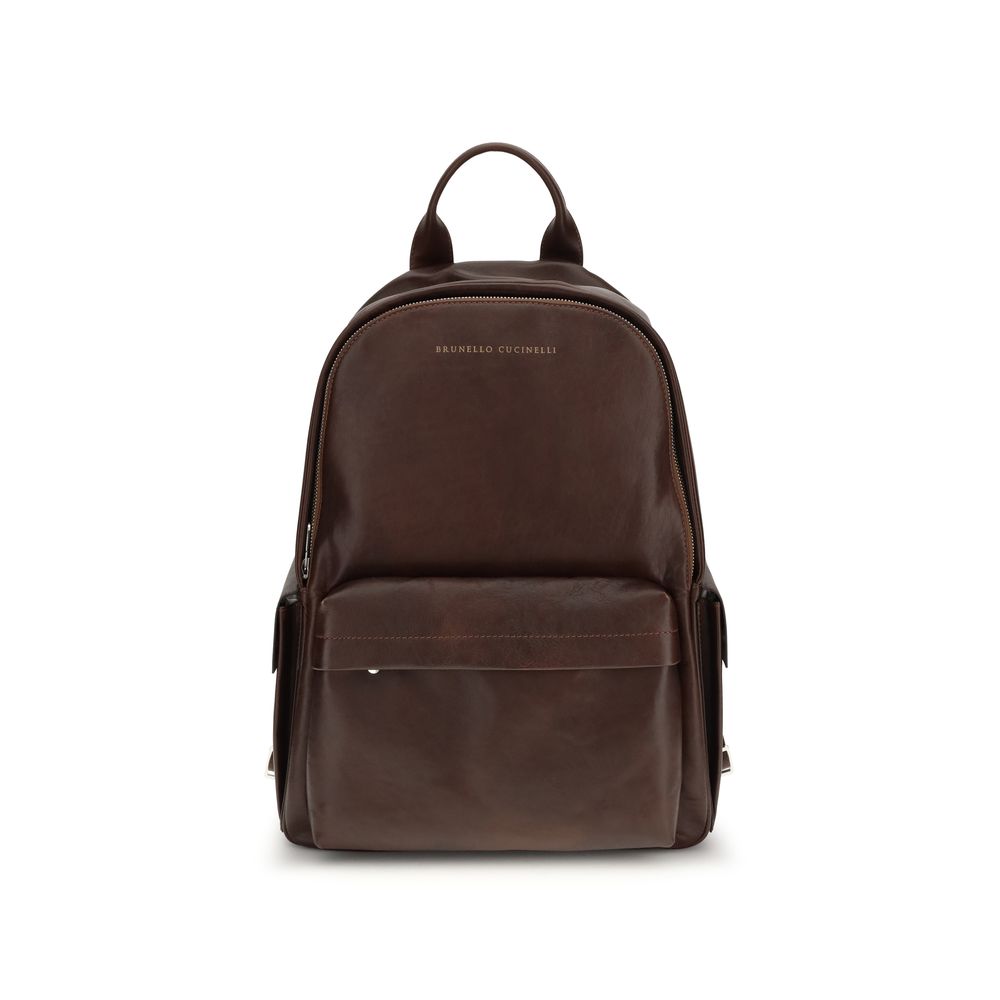 Brunello Cucinelli Brown Calf Leather Bos Taurus Backpack