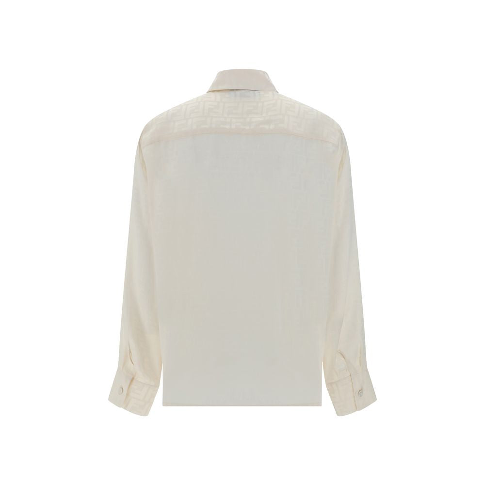 Fendi White Silk Pattern Shirt