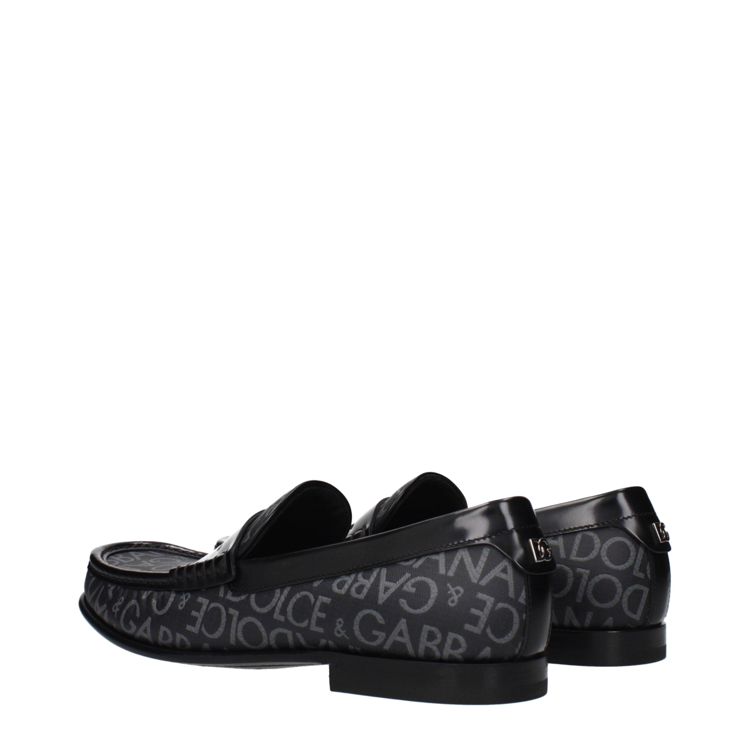 Dolce & Gabbana Black Fabric Slip-On Loafers