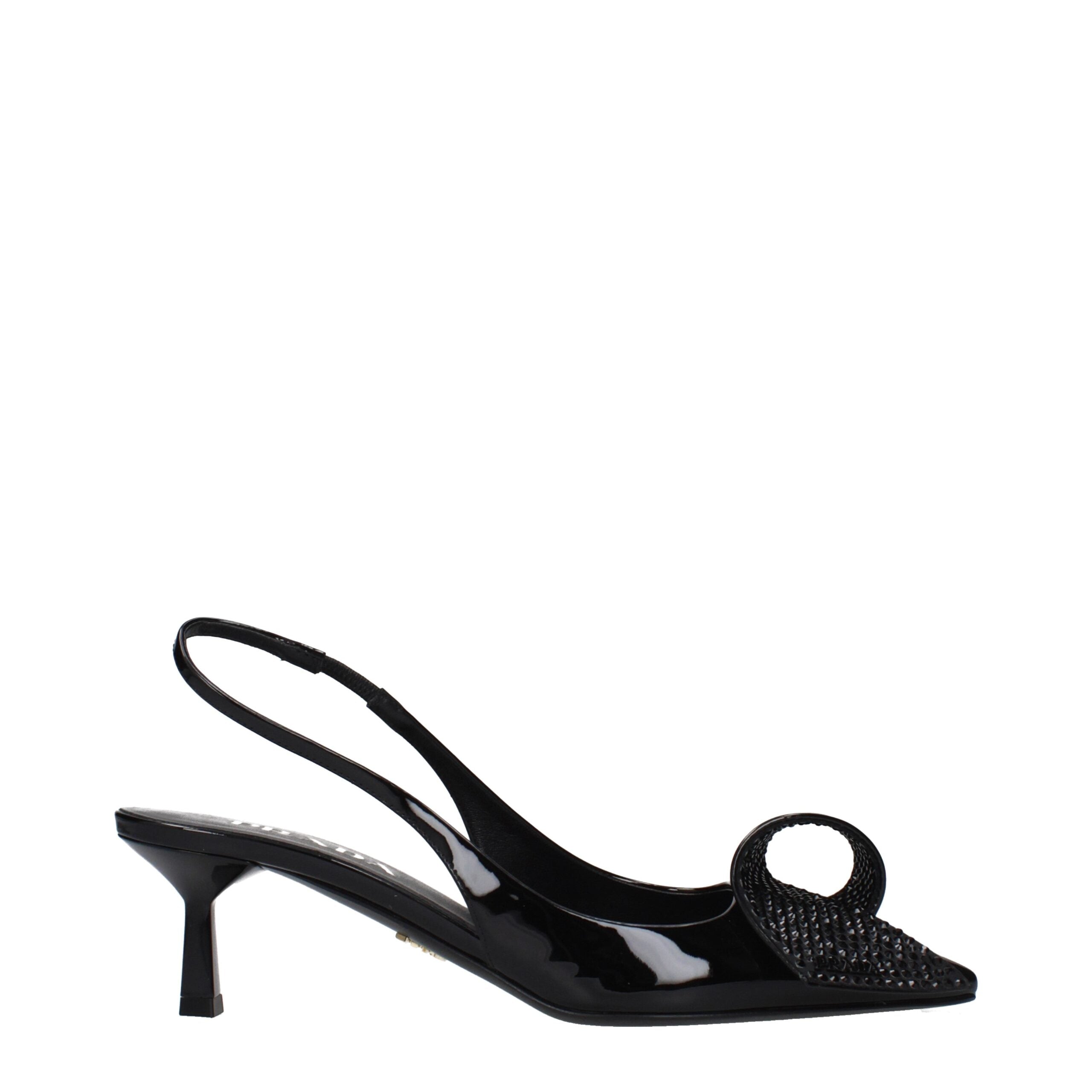 Prada Black Leather Stiletto Heel Sandals