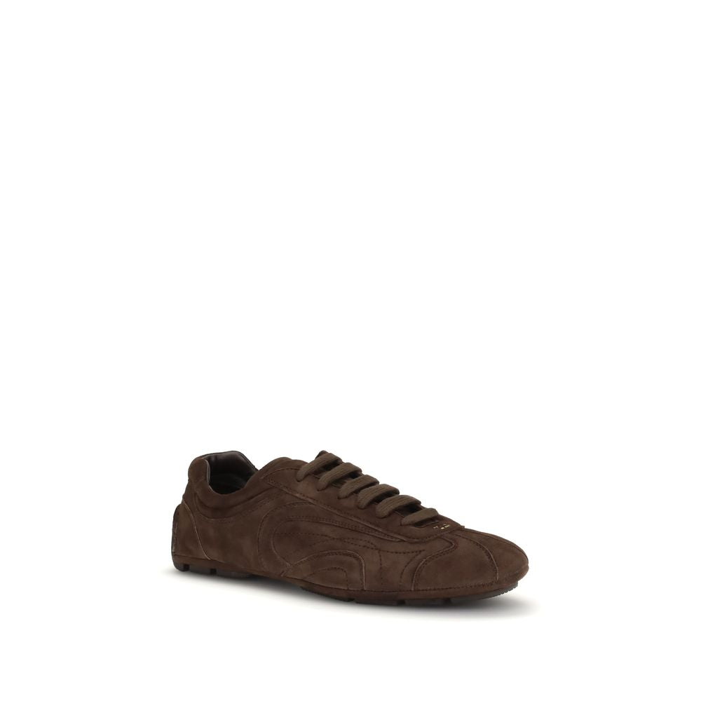 Prada Brown Calf Leather Bos Taurus Athletic Sneakers