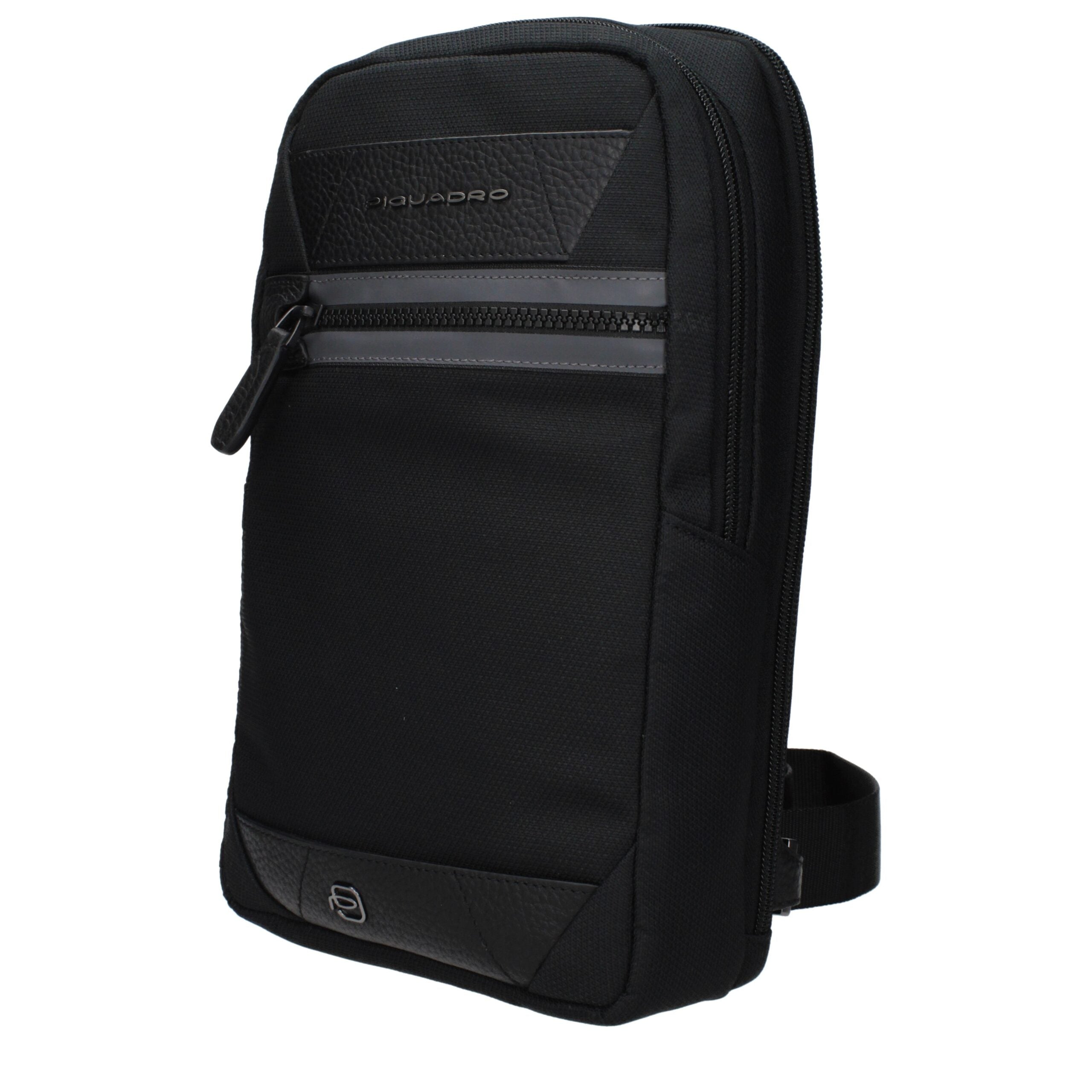 Piquadro Black Fabric Crossbody Bag