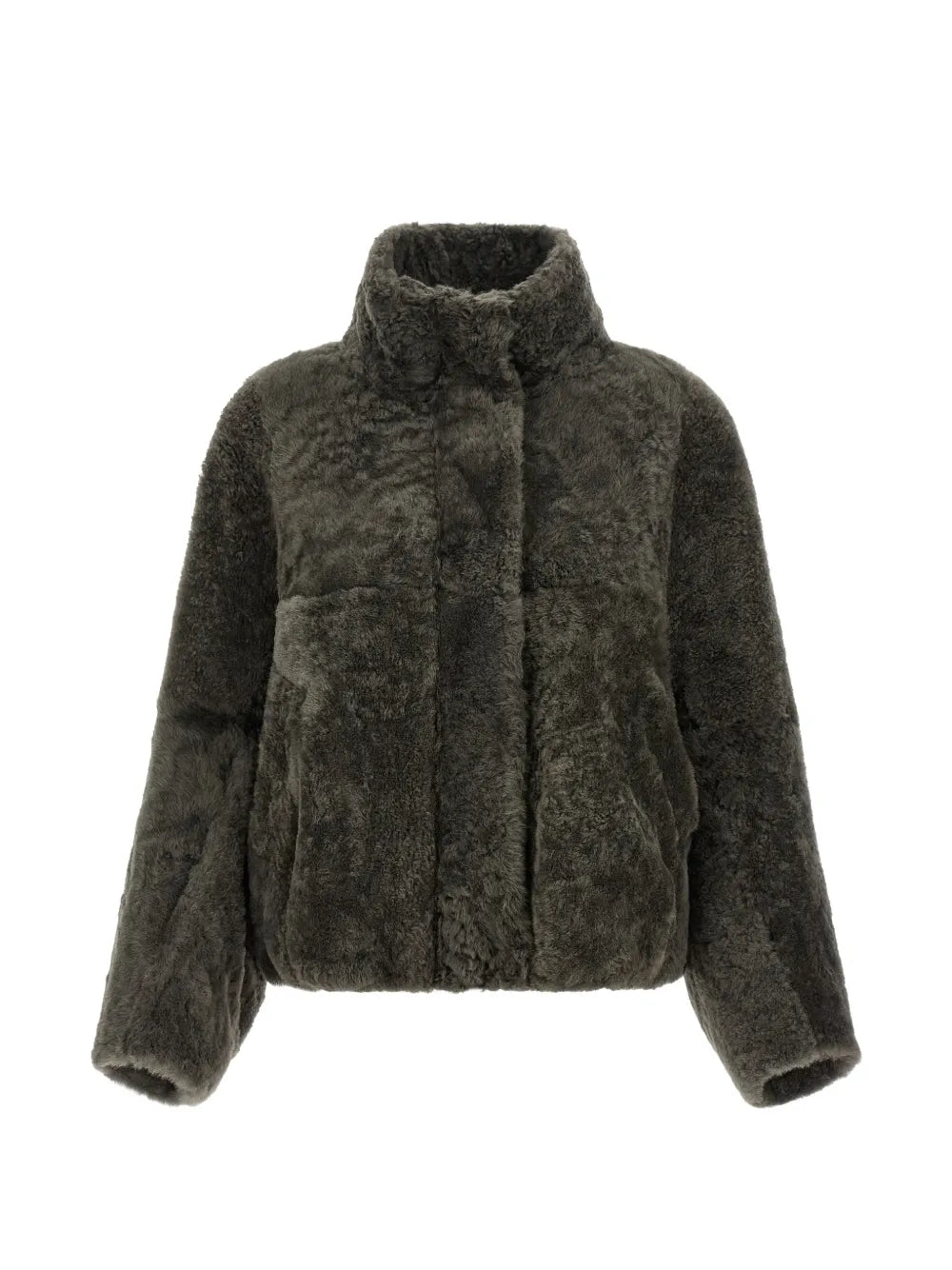 Brunello Cucinelli Gray Lamb Leather Full-Length Jacket